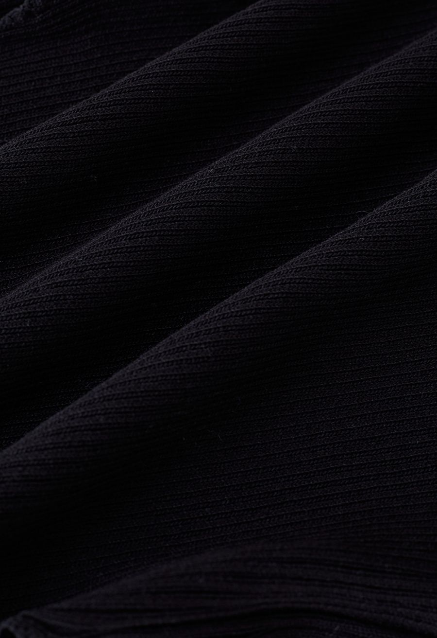 Tie Waist Knit Tank Top in Black