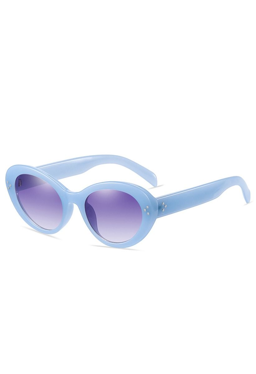 Retro Full Rim Cat-Eye Sunglasses in Blue