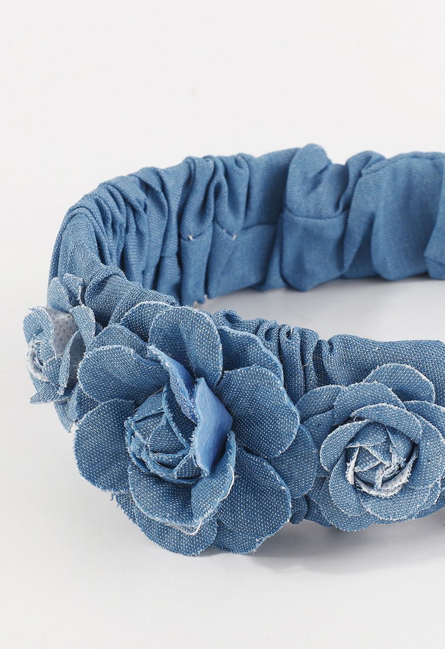 3D Rose Denim Cloth Headband
