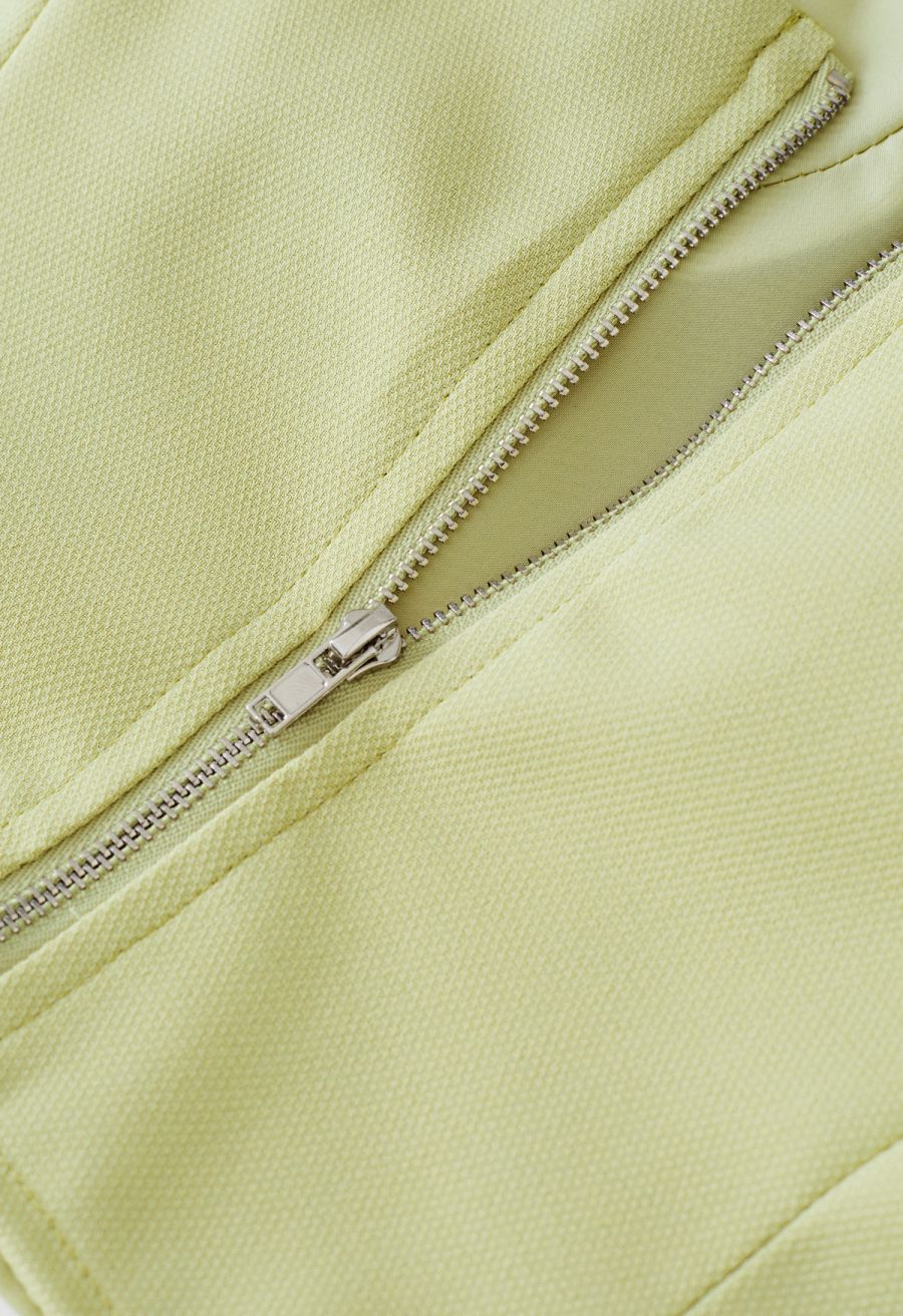 Tie-Strap Bustier Crop Top in Lime