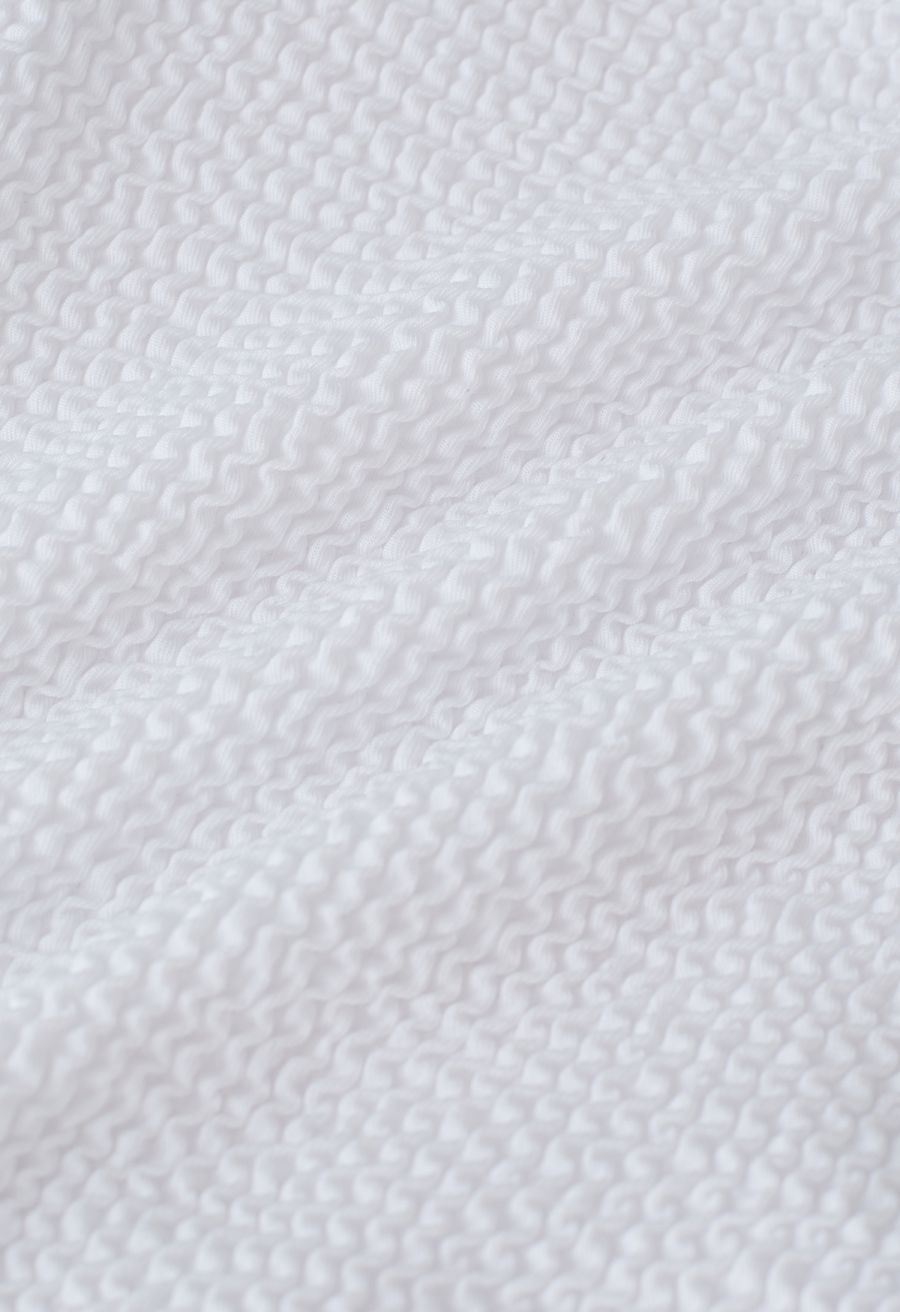 Twisted Cutout Wavy Textured Swimsuit in White