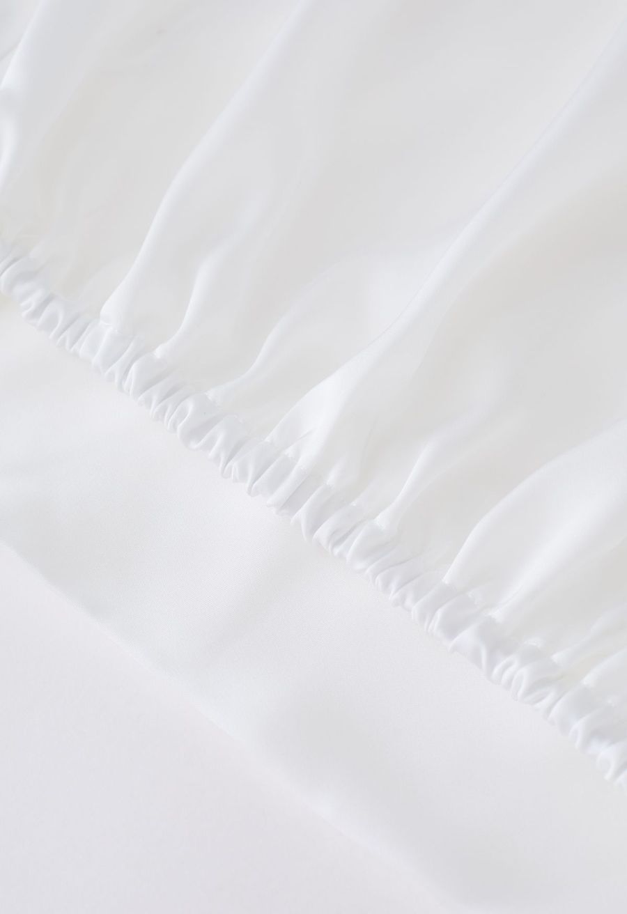 Satin Tie Back Sleeveless Top in White