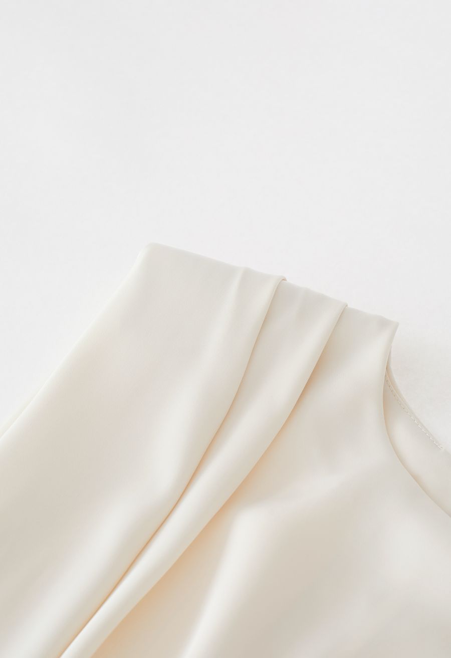 Satin Tie Back Sleeveless Top in Light Yellow