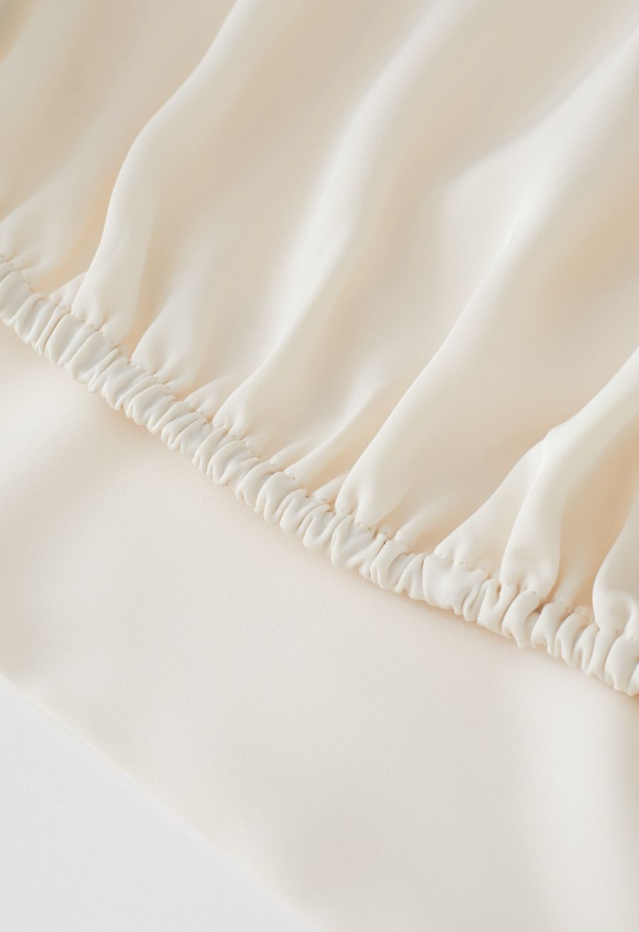Satin Tie Back Sleeveless Top in Light Yellow