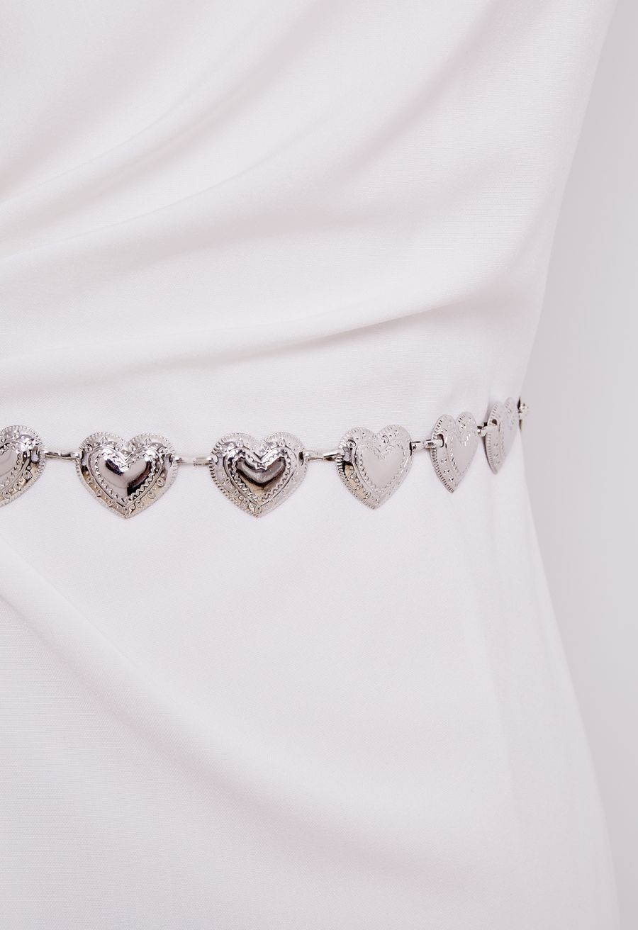 Engraving Silver Heart Chain Belt