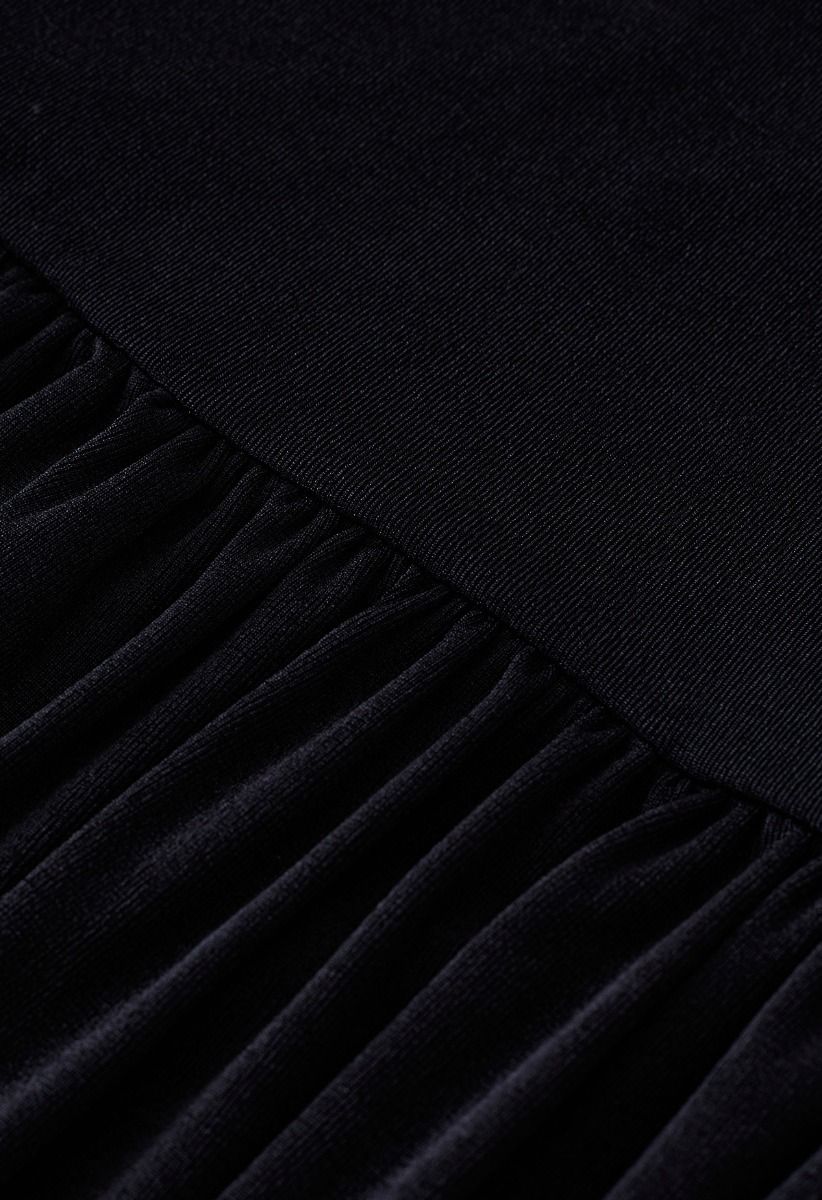 Ruched Elegance Cami Maxi Dress in Black