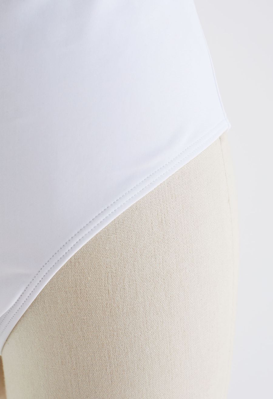 Twisted Front Cutout Swimsuit in White