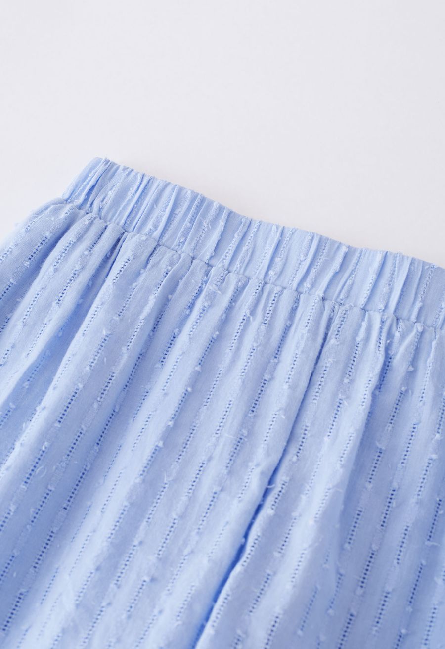 Laid Back Eyelet Oversized Shirt and Shorts Set in Blue