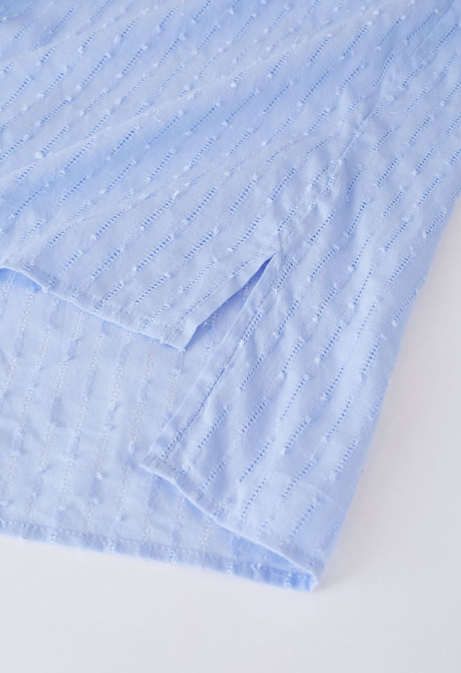 Laid Back Eyelet Oversized Shirt and Shorts Set in Blue