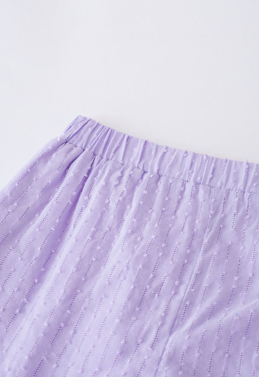 Laid Back Eyelet Oversized Shirt and Shorts Set in Lilac