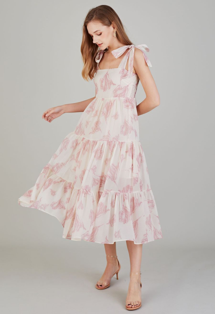 Sun-Soaked Floral Tie-Strap Maxi Dress
