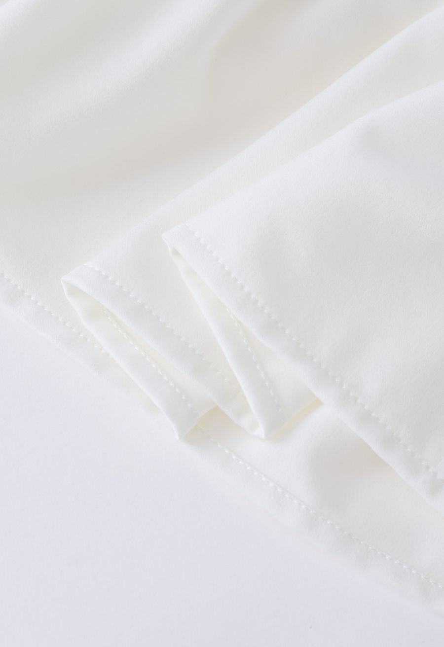 Pearl Chain Ruffle Detail Frilling Skirt in White