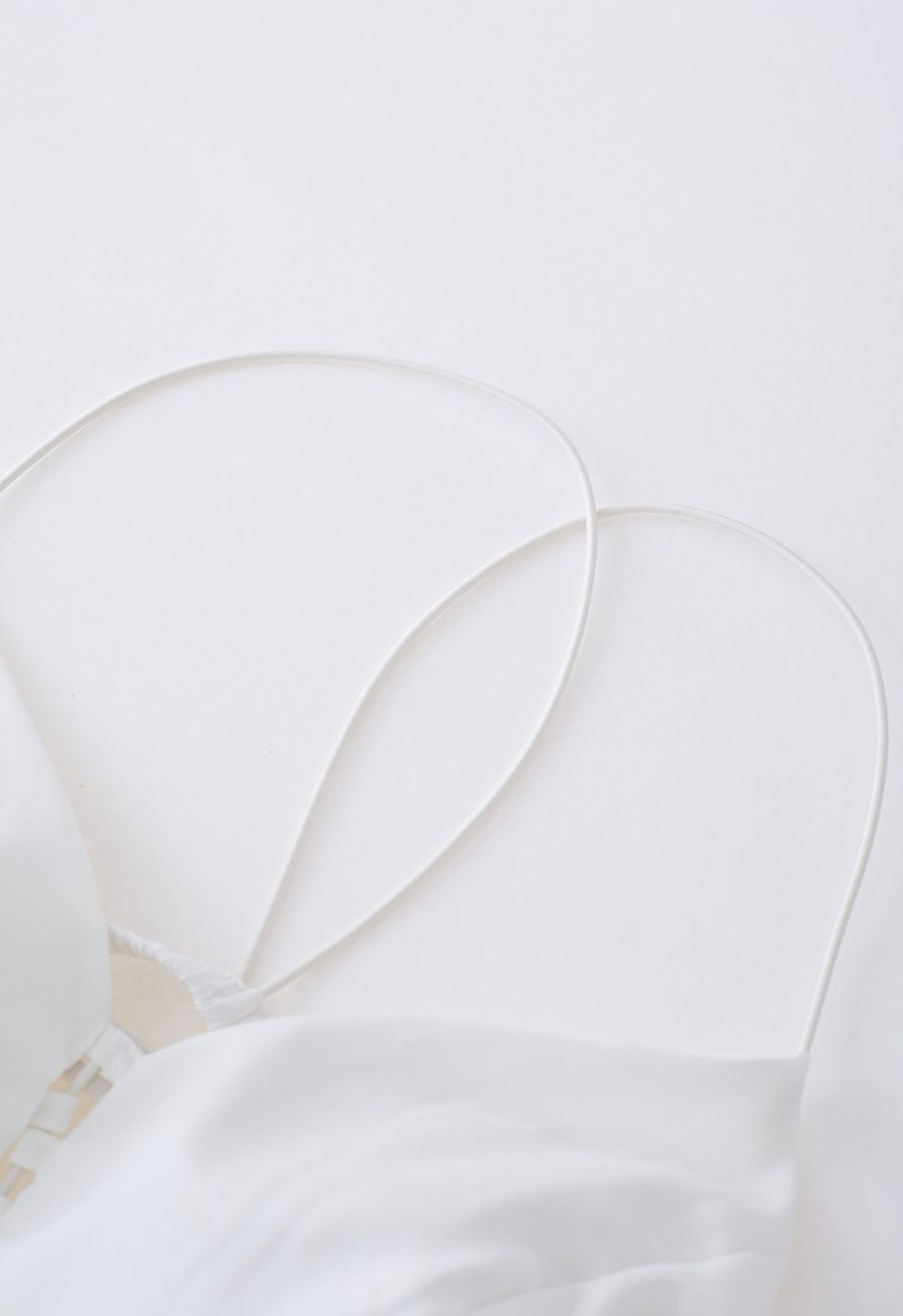 Crisscross Back Crop Cami Top in White