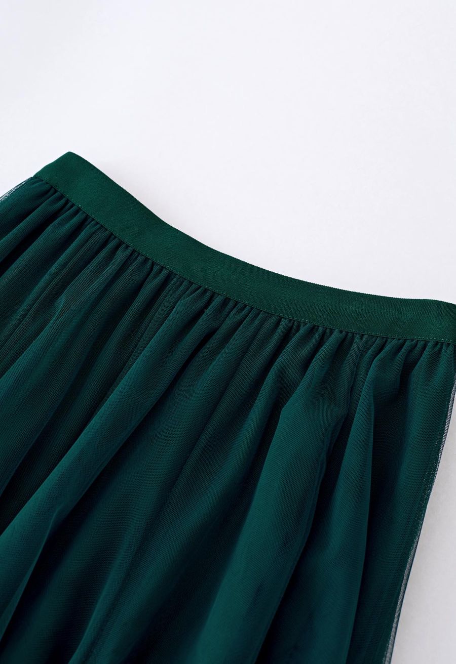 My Secret Garden Tulle Maxi Skirt in Dark Green