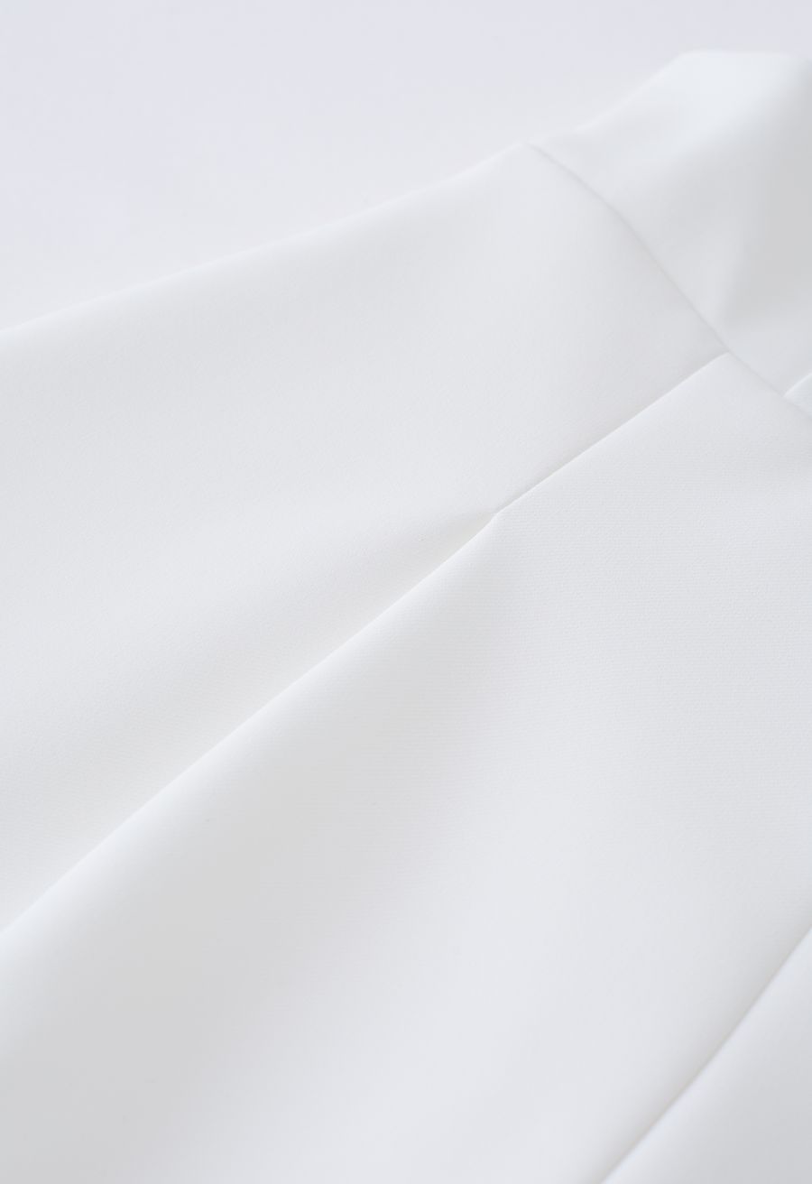 Golden Button High Waist Shorts in White