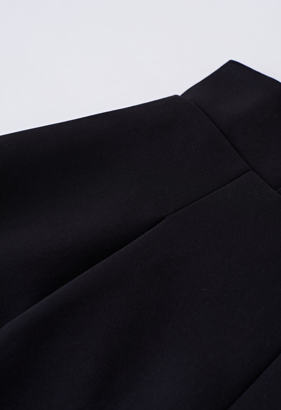 Golden Button High Waist Shorts in Black