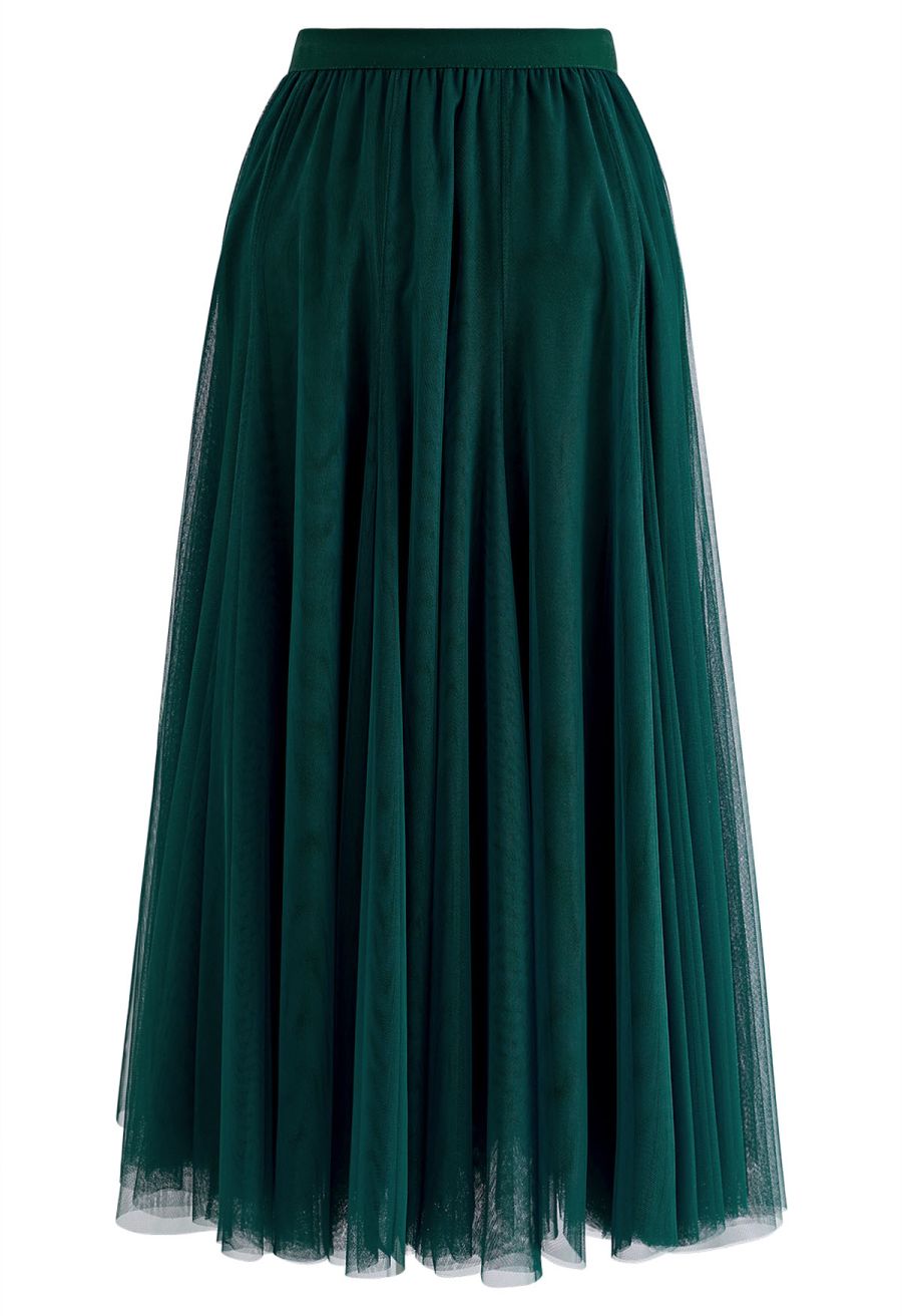 My Secret Garden Tulle Maxi Skirt in Dark Green
