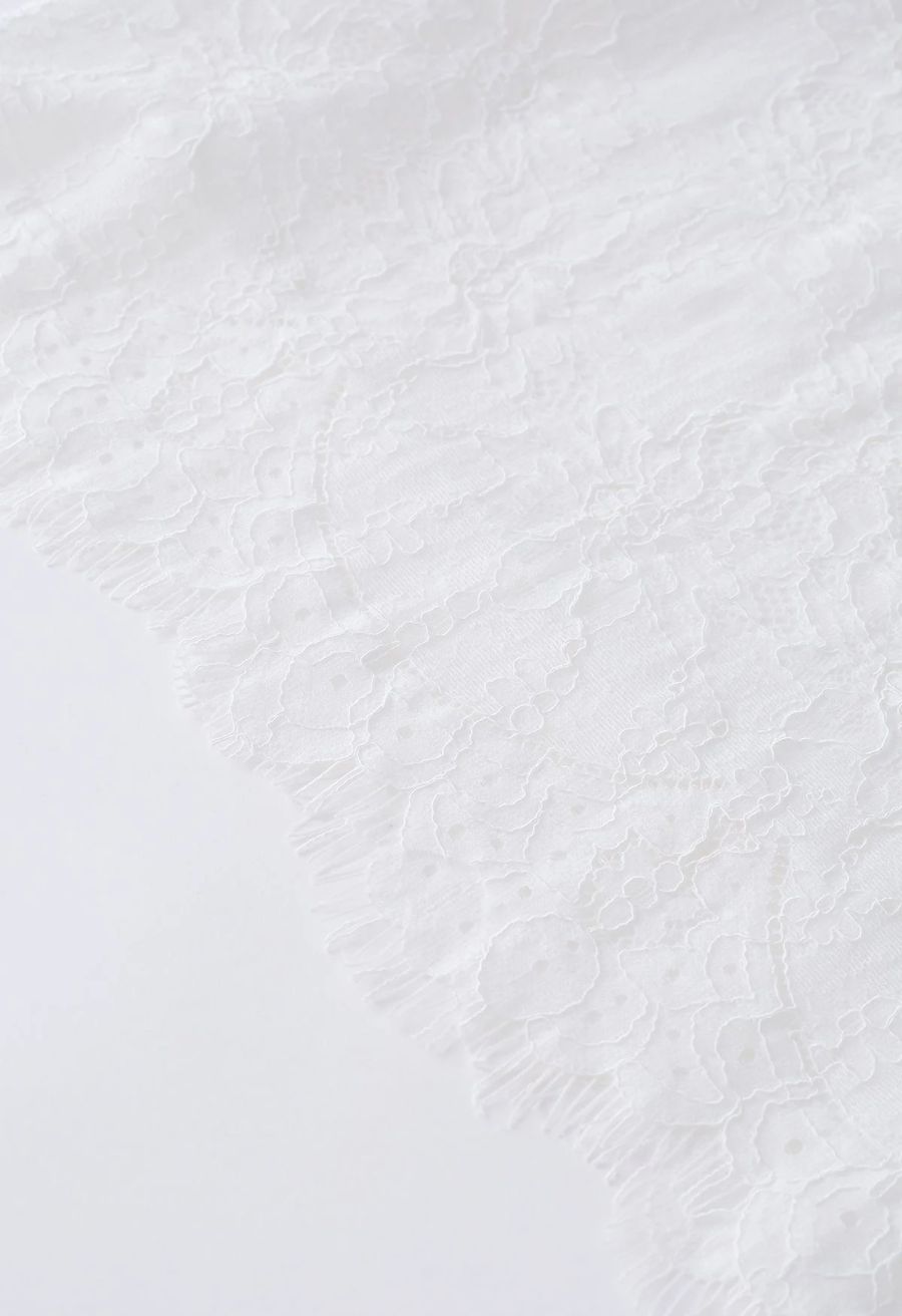 Floral Lace Cutwork Halterneck Top in White