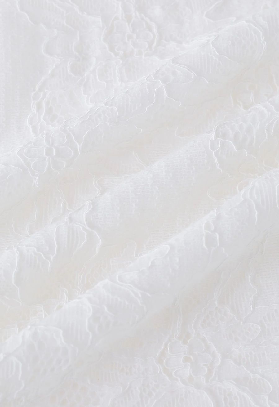 Floral Lace Cutwork Halterneck Top in White