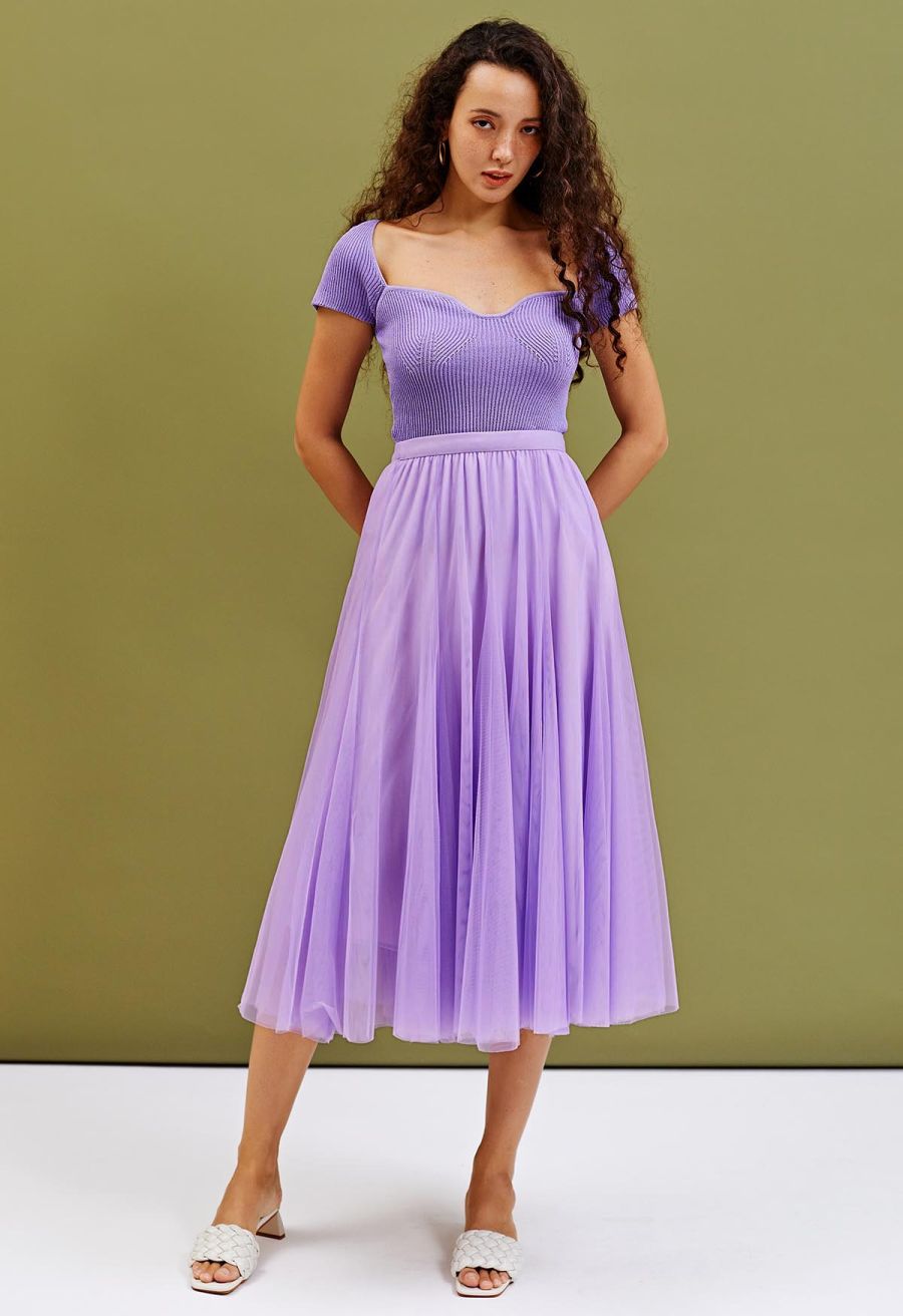 My Secret Garden Tulle Maxi Skirt in Lilac