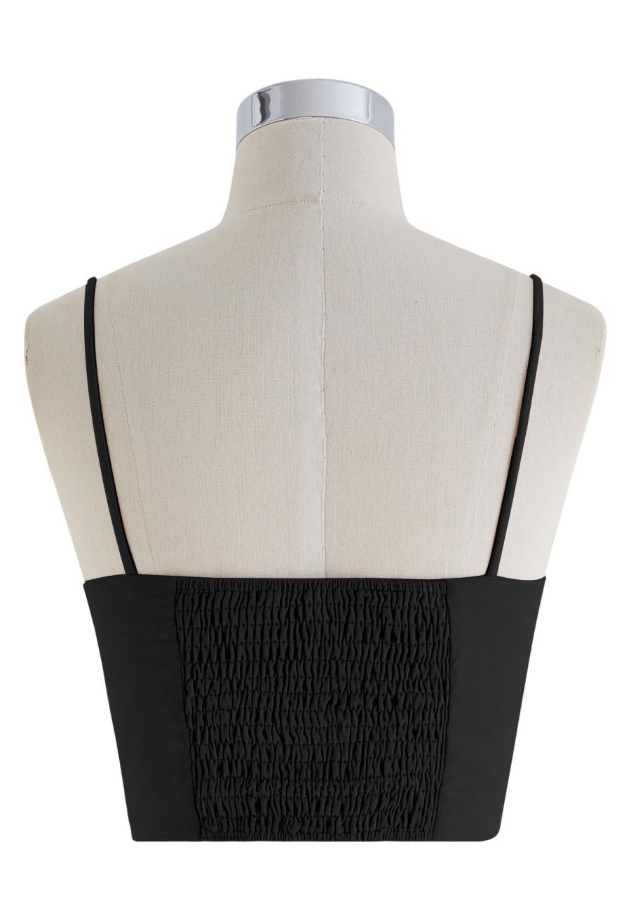 Tie Knot Cami Crop Top in Black