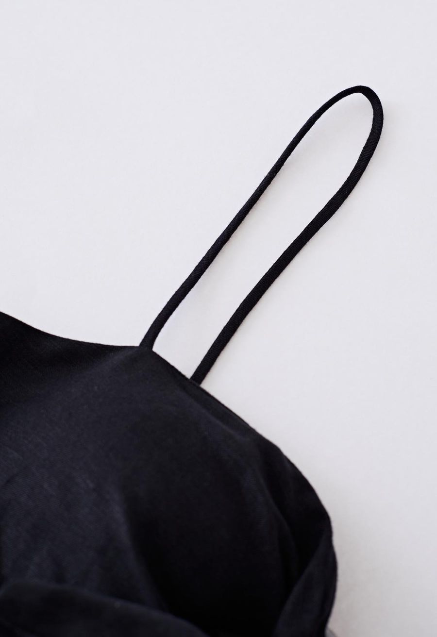 Tie Knot Cami Crop Top in Black