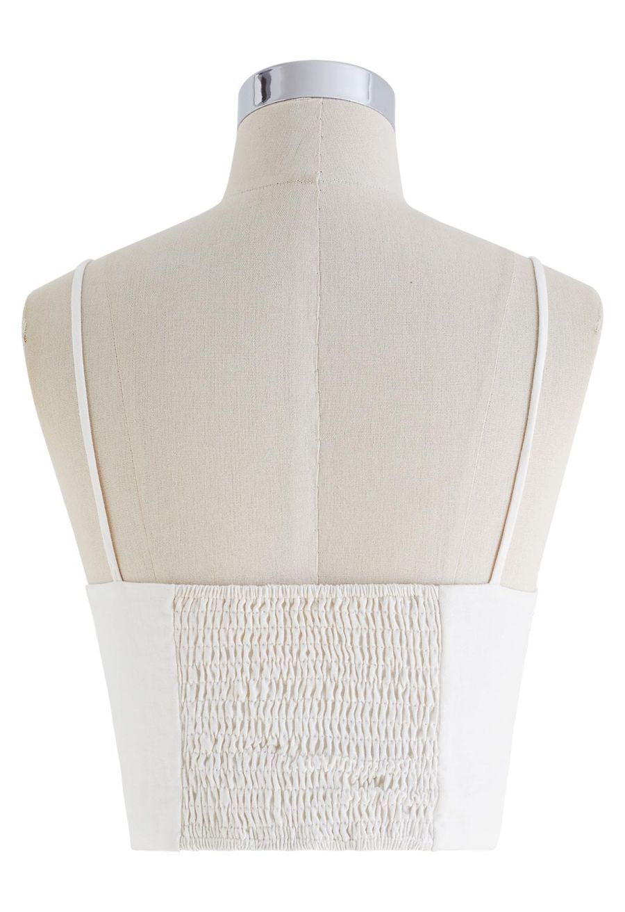 Tie Knot Cami Crop Top in White