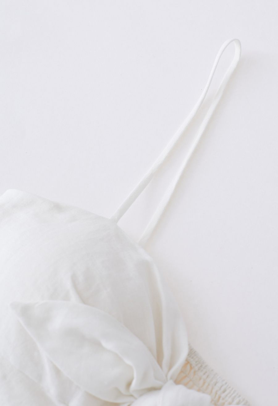 Tie Knot Cami Crop Top in White