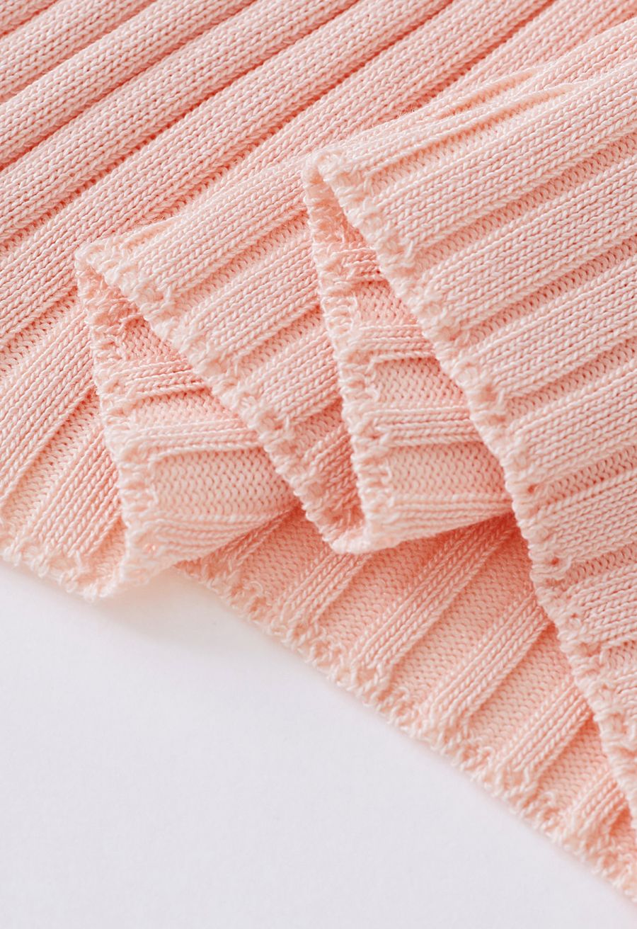 3D Floral Stretchy Tube Top in Peach