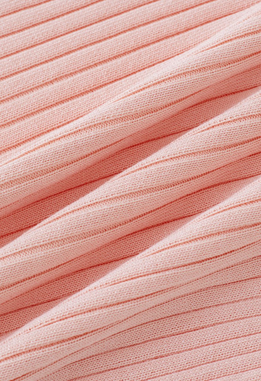 3D Floral Stretchy Tube Top in Peach