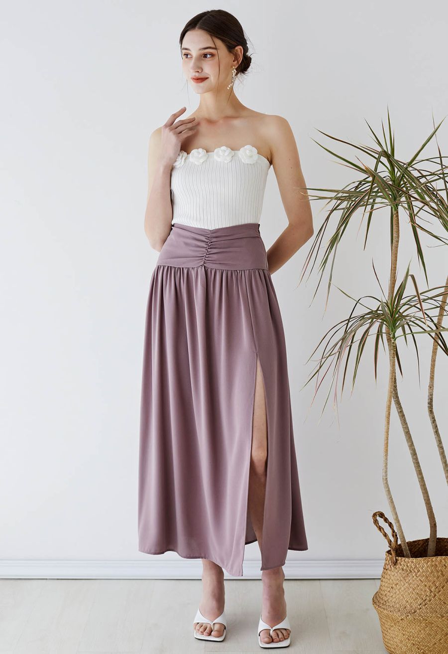 3D Floral Stretchy Tube Top in White