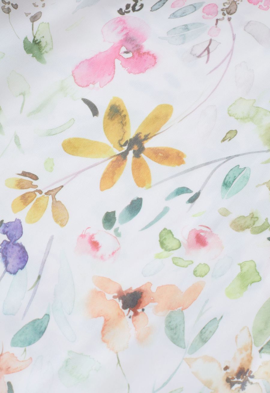 Watercolor Wild Flowers Printed Chiffon Maxi Skirt