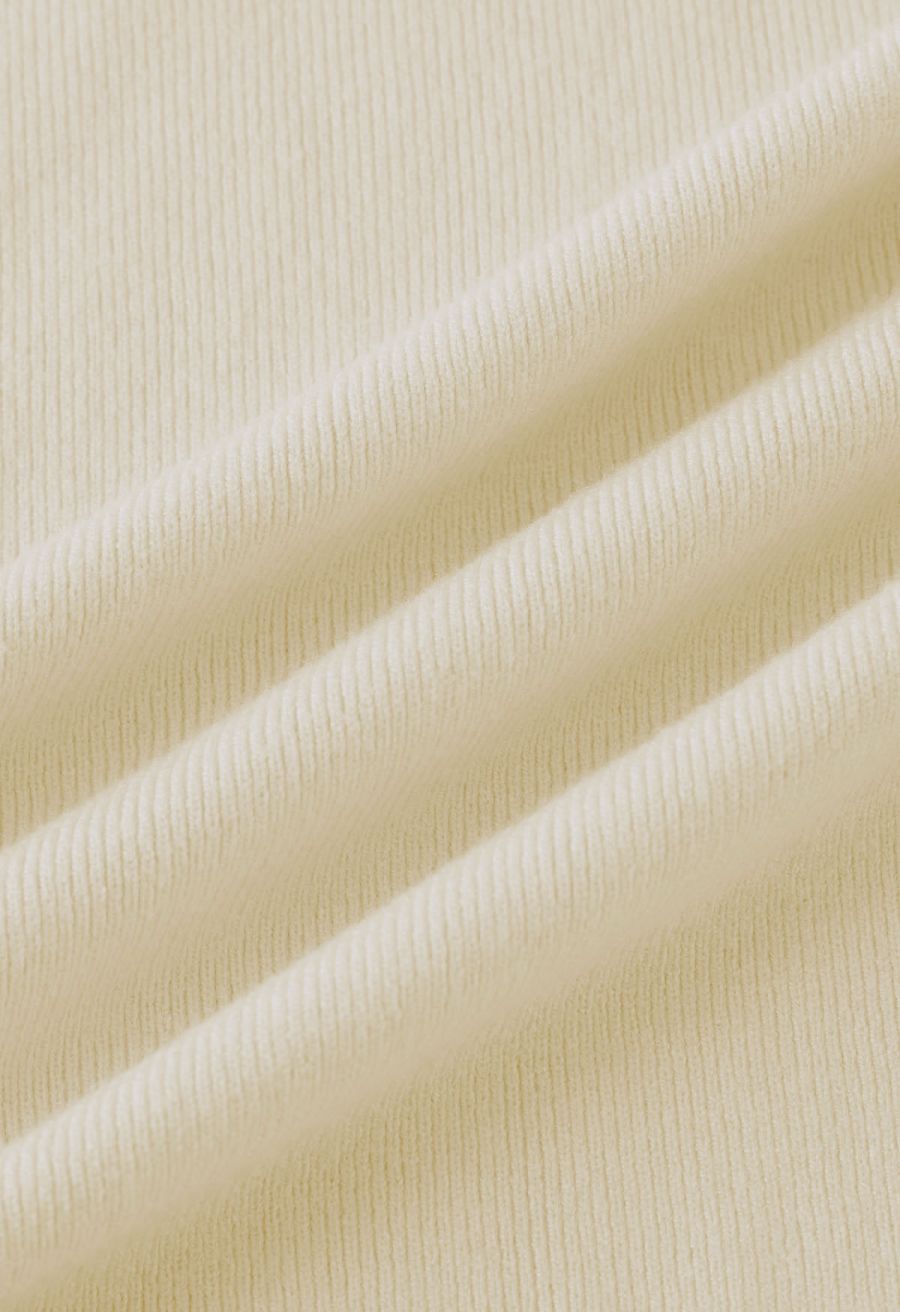 Pearl Embellished Mock Neck Sleeveless Knit Top in Sand