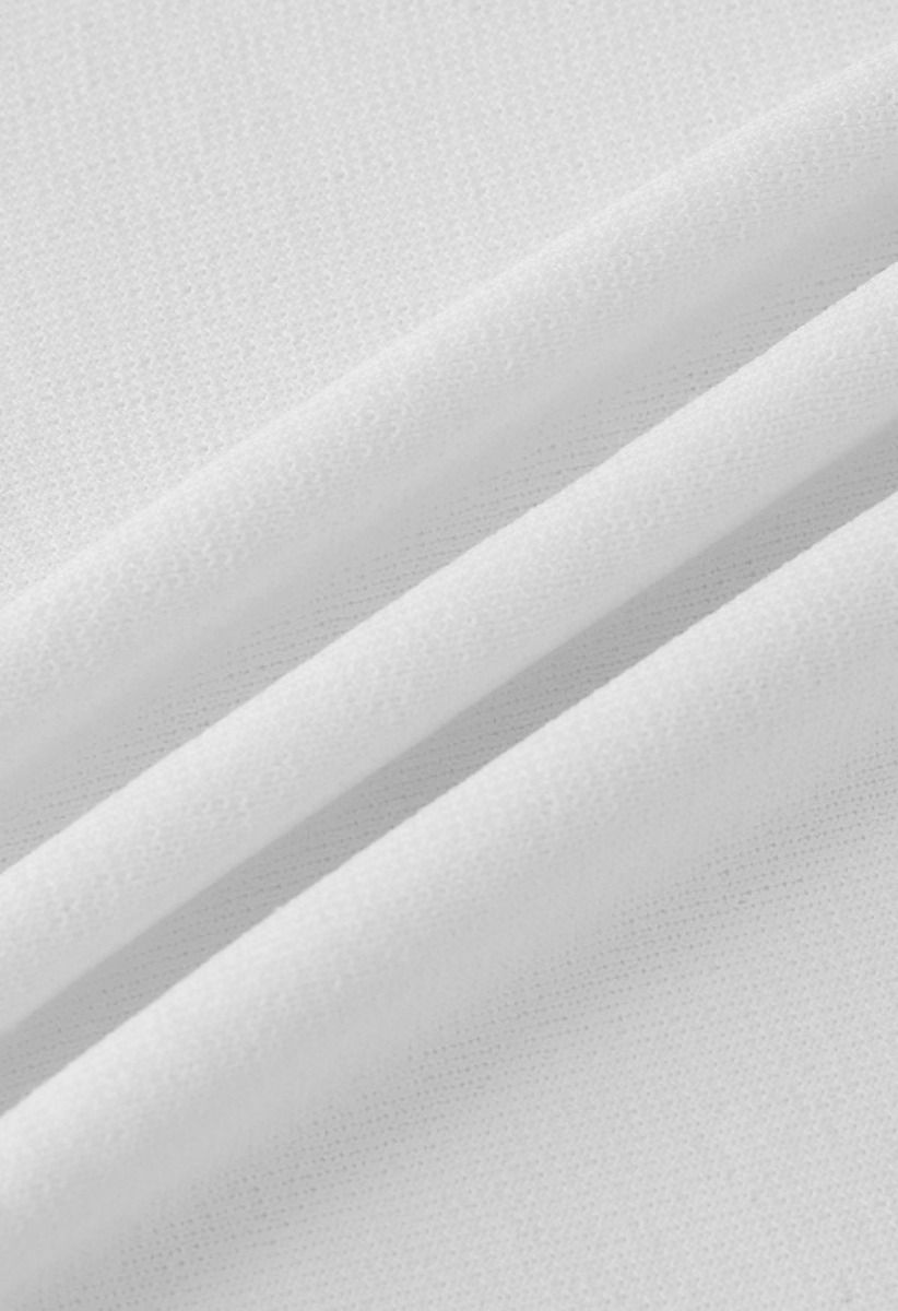 Pearly Neckline Knit Tank Top in White