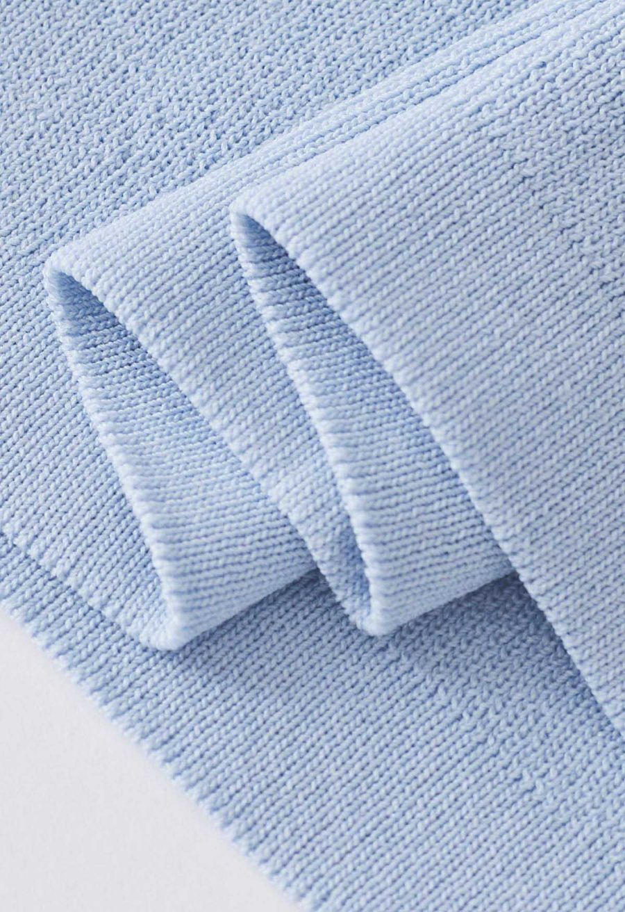 Pearly Neckline Knit Tank Top in Blue