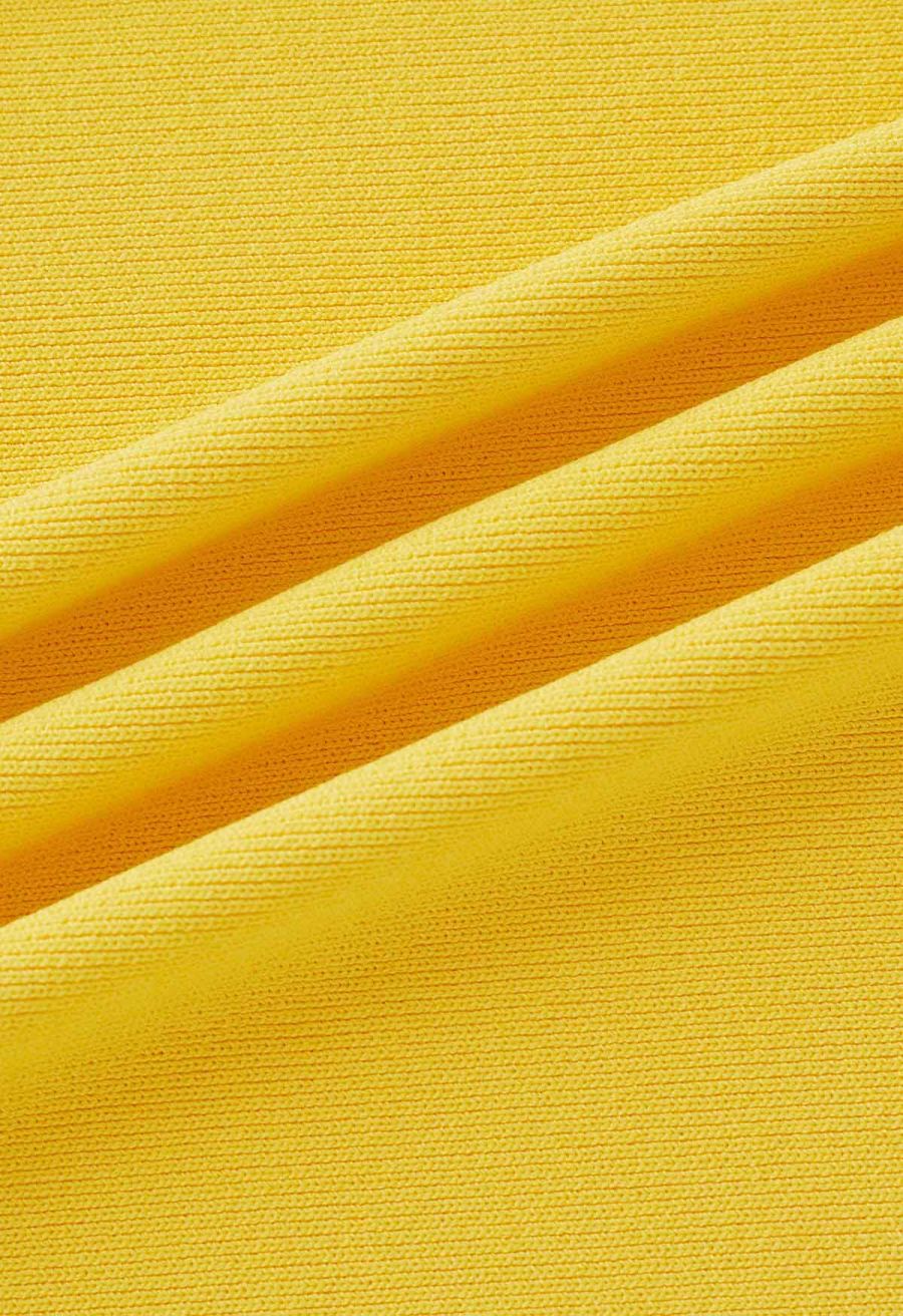 Asymmetric Straps Bodycon Knit Dress in Yellow