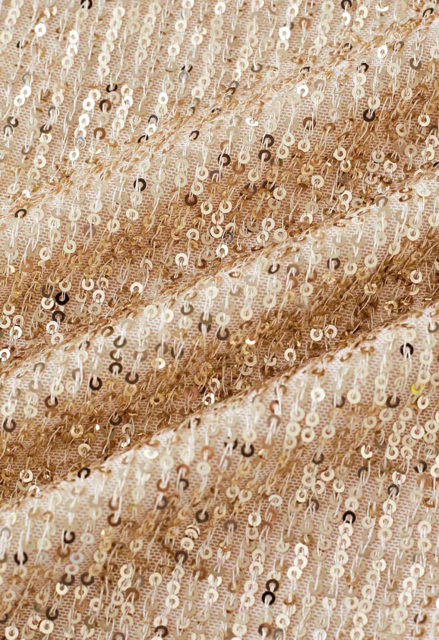 Cowl Neck Sequined Cami Top in Gold