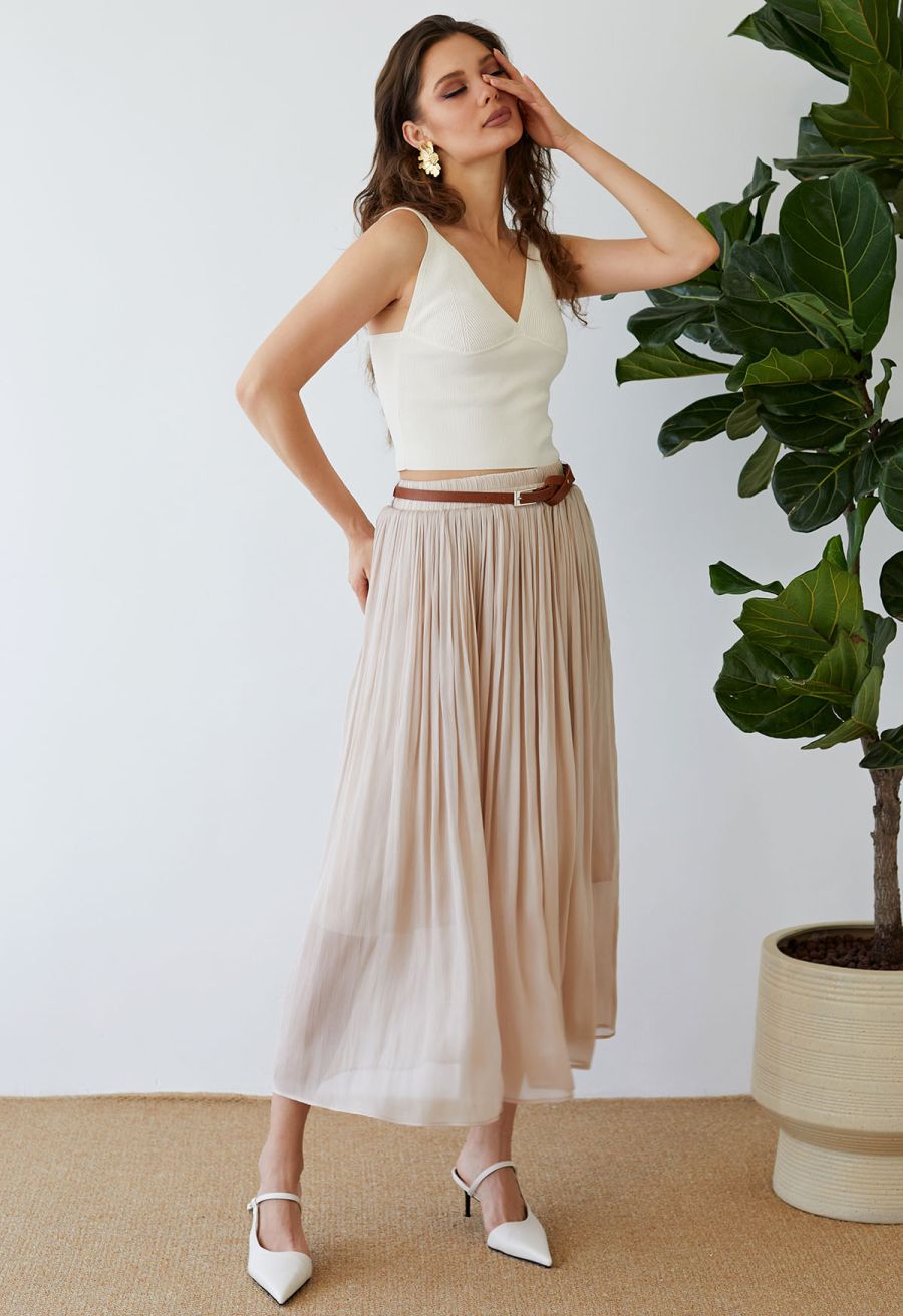 V-Neck Rib Cami Crop Top in Ivory