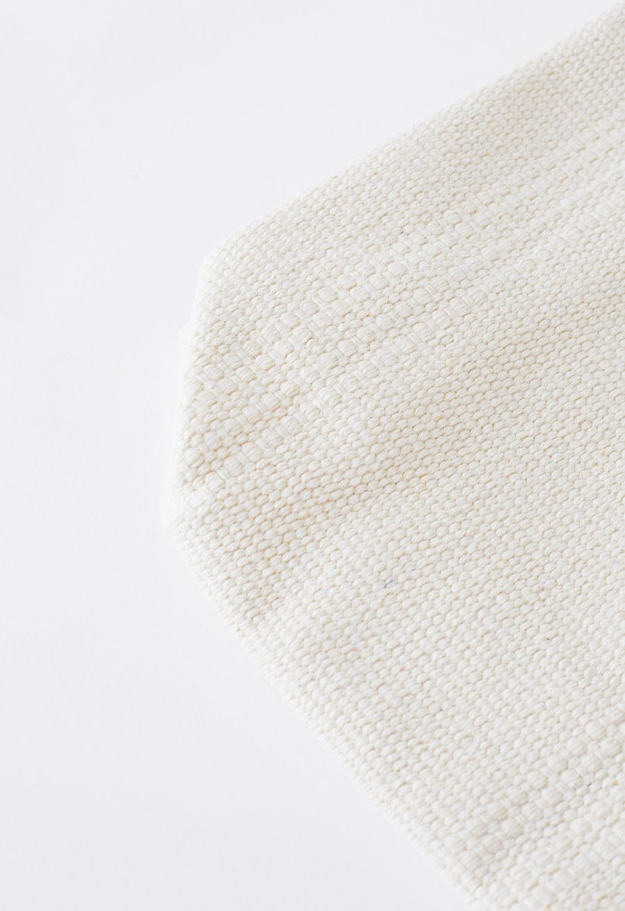 Tassel Trim Canvas Tote Bag in Cream