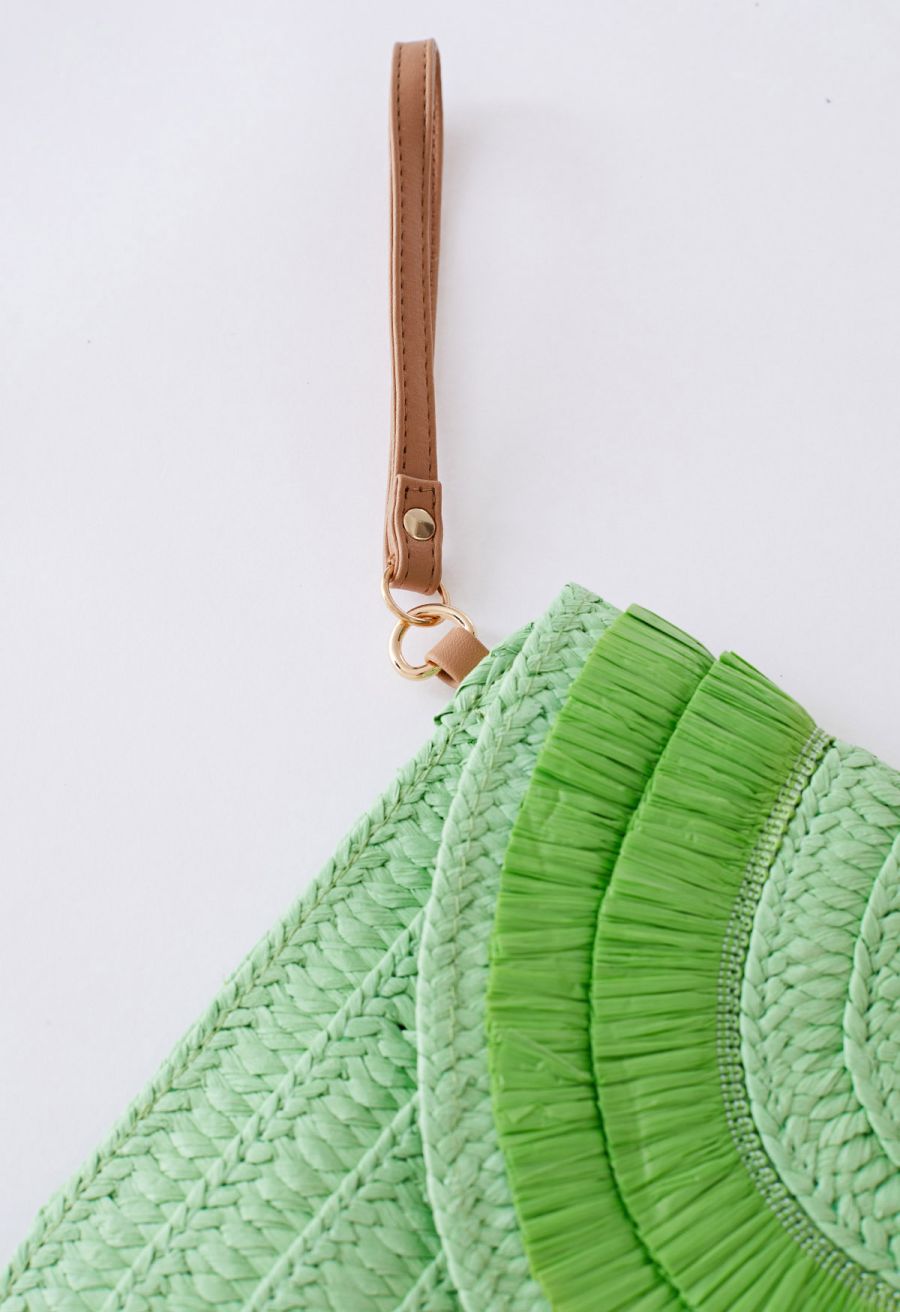 Raffia Solid Color Envelope Bag in Green