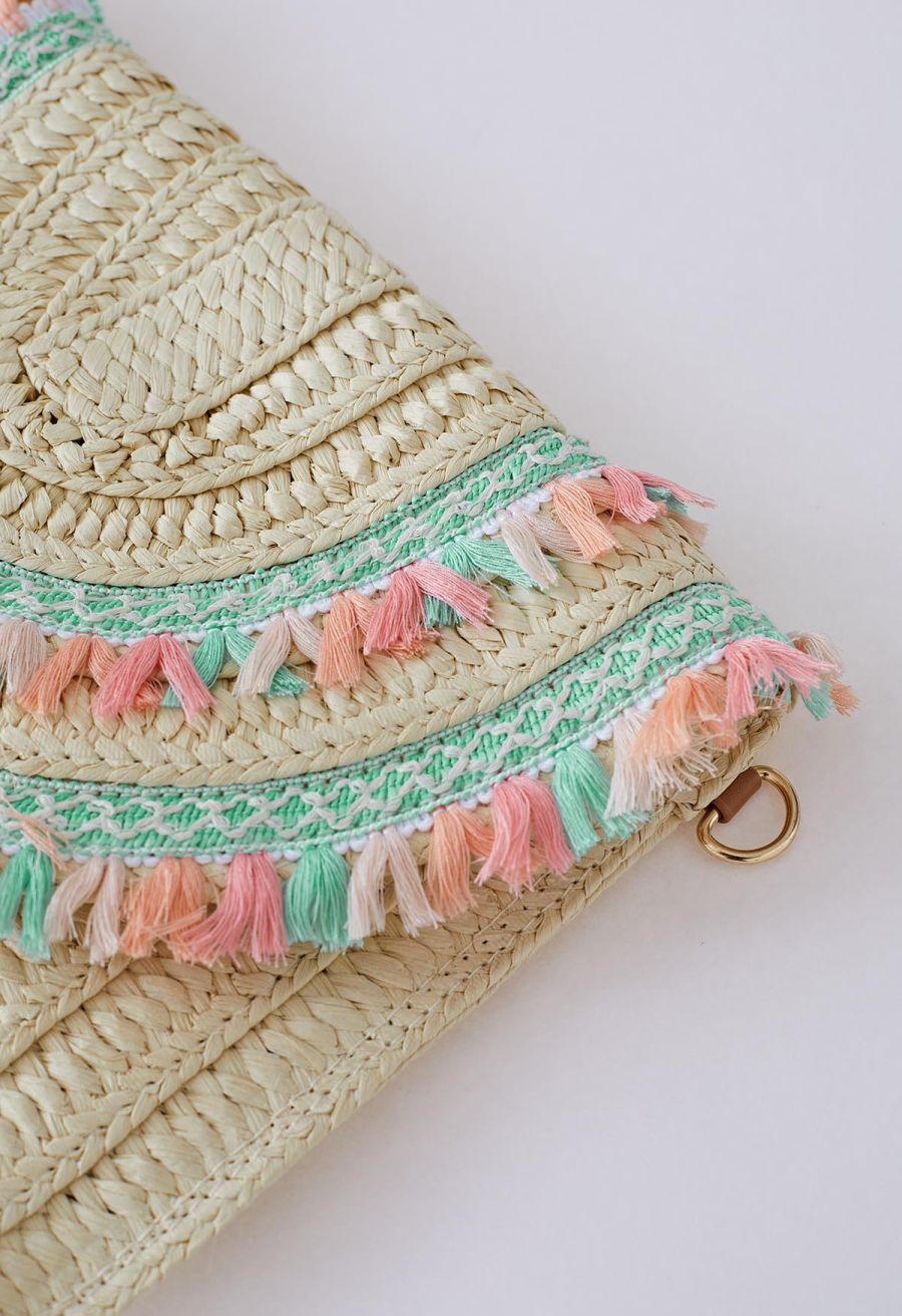 Braided Colorful Tassel Envelope Bag