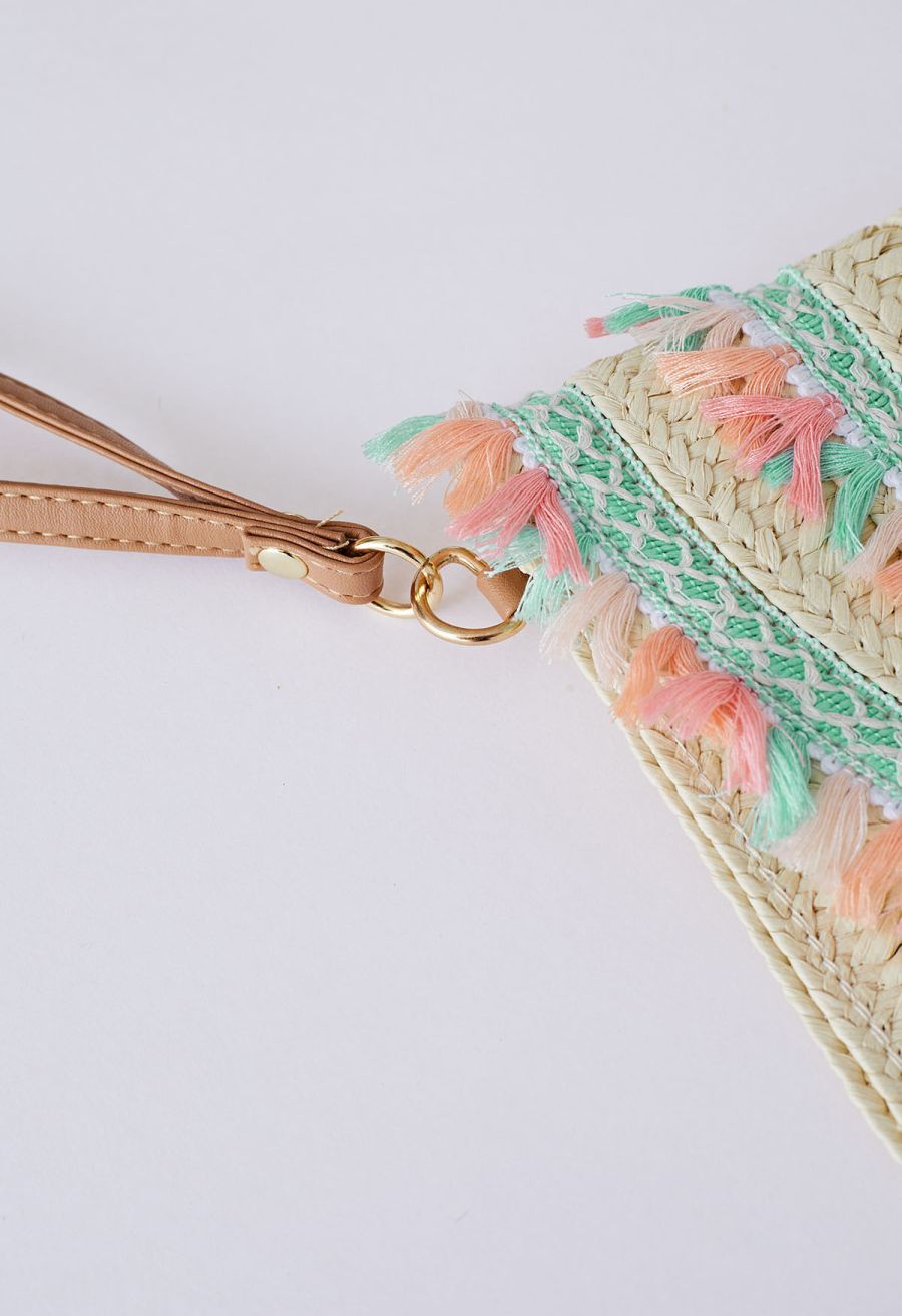 Braided Colorful Tassel Envelope Bag