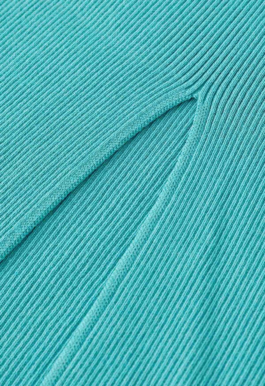 Twist Front Bodycon Knit Cami Dress in Turquoise