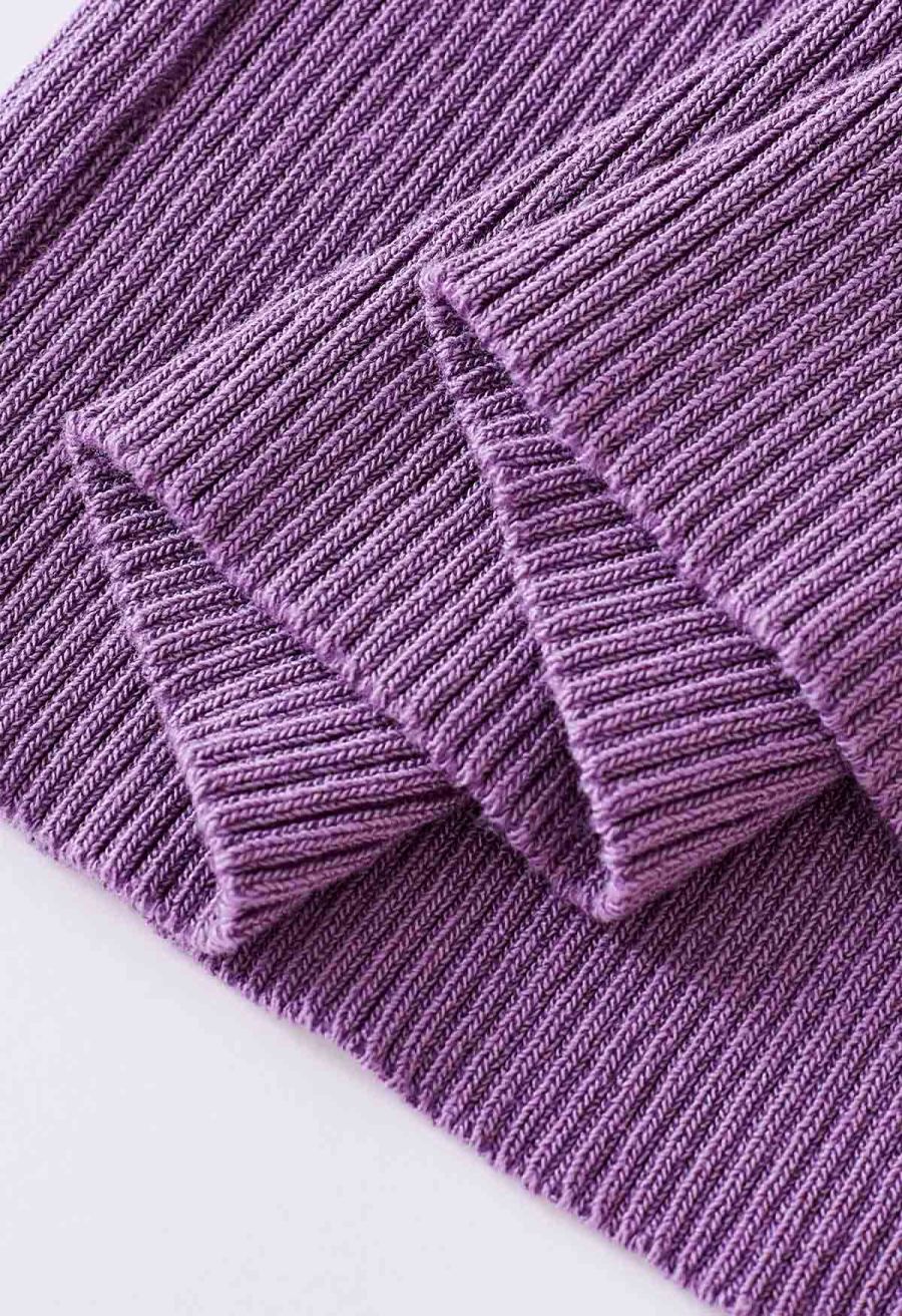 Twist Front Bodycon Knit Cami Dress in Purple