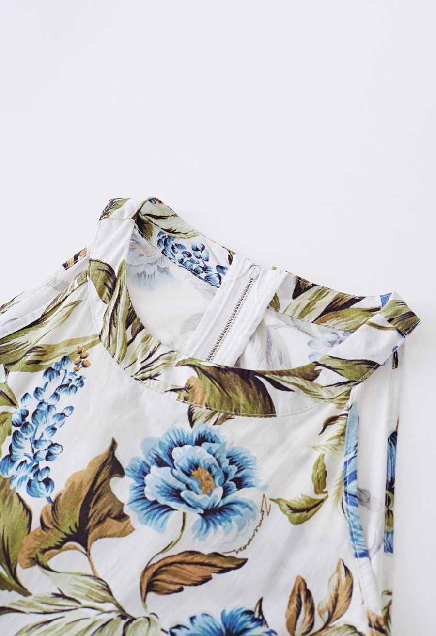 Summer Garden Printed Halter Neck Maxi Dress