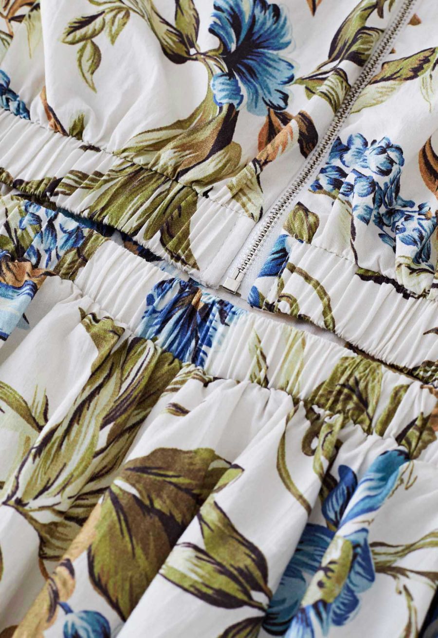 Summer Garden Printed Halter Neck Maxi Dress