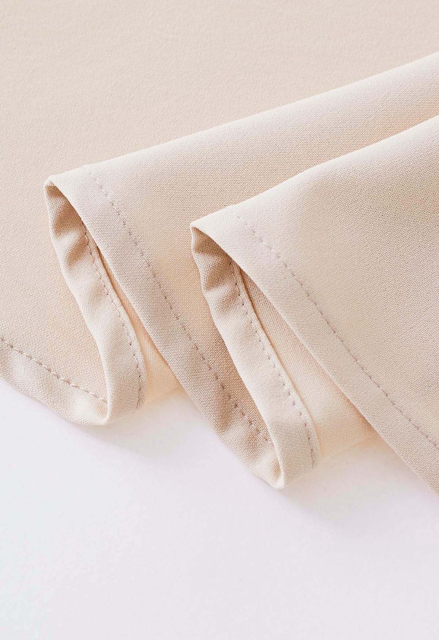 Ruffle Hem Tie-Shoulder Cami Dress in Light Tan