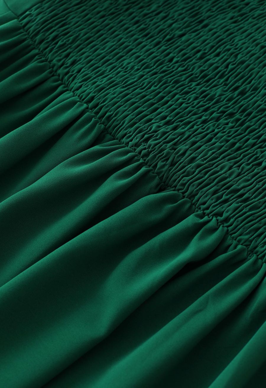 Ruffle Hem Tie-Shoulder Cami Dress in Green