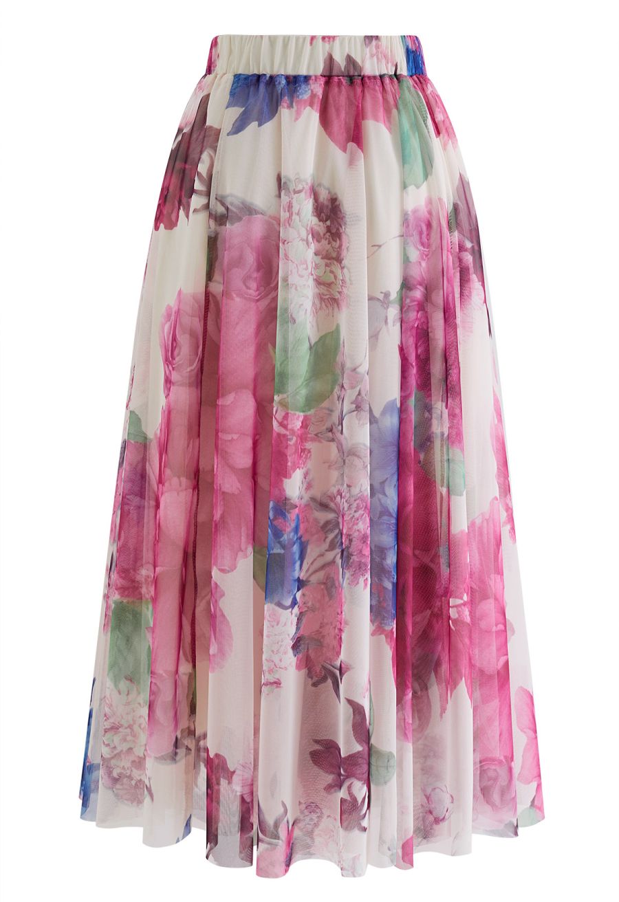 Dancing in Flowers Double-Layered Mesh Tulle Skirt