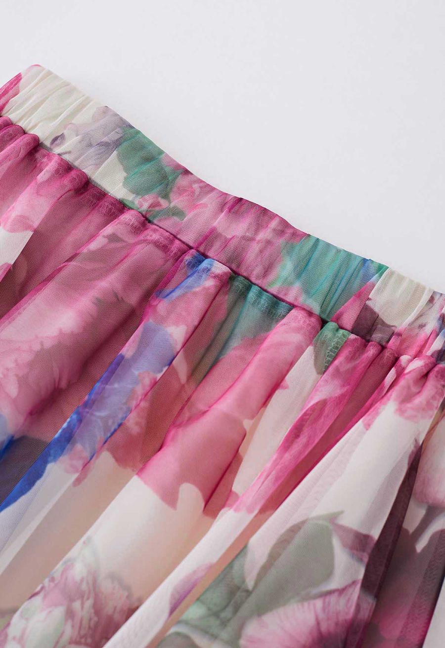 Dancing in Flowers Double-Layered Mesh Tulle Skirt